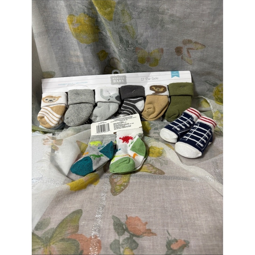 Hudson Baby 6 Pack Boys' Multicolor Cotton Crew Socks total sock 9 pairs